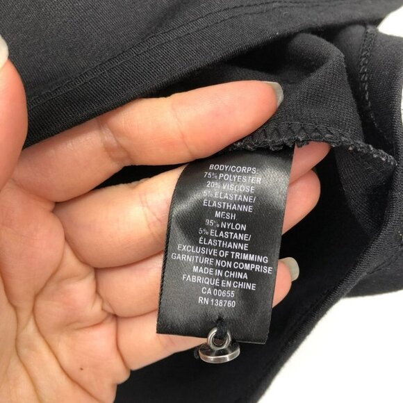 RW&Co black mock neck sheer collar short sleeve tee shirt Medium - Picture 6 of 13